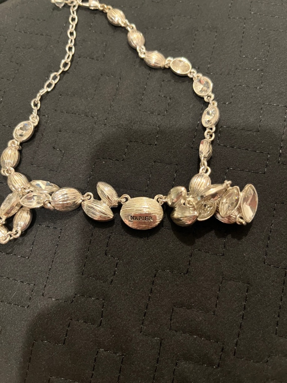 Napier Silver-Tone Clear Crystal Link Necklace - Picture 6 of 7